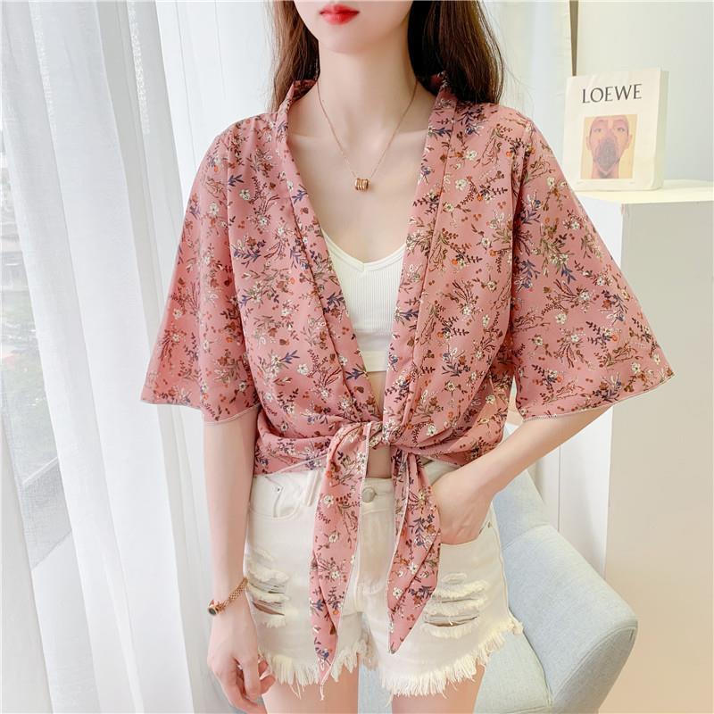 Women's Summer Floral Half Sleeve Chiffon Blouse Shopee Philippines