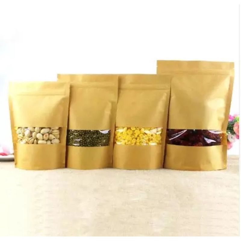 Brown Kraft Stand Up Pouch with Zip Lock Ziplock Plastic Paper Bag ...