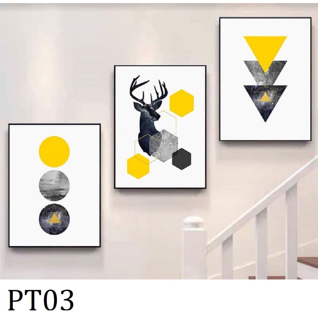 3 Pcs Per Set Home DIY Painting Deco Canvas Abstract Golden Mountain