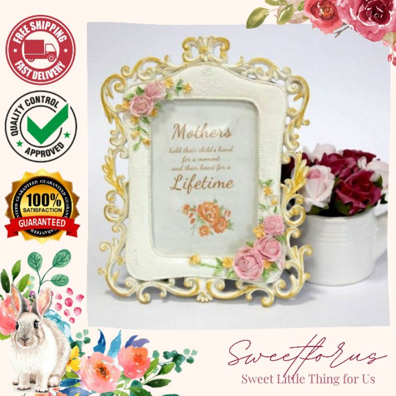 Shabby Chic Flower Photo Frame Vintage Classic | Resin Photo Frame ...