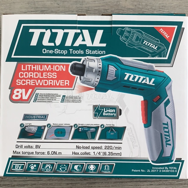 Total TSDLI0801 Lithium Ion Cordless Screwdriver 8V