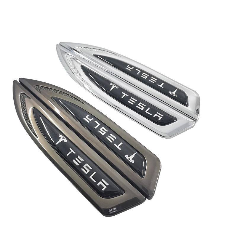 2 X Metal TESLA Logo Car Auto Side Fender Decorative Emblem Badge ...