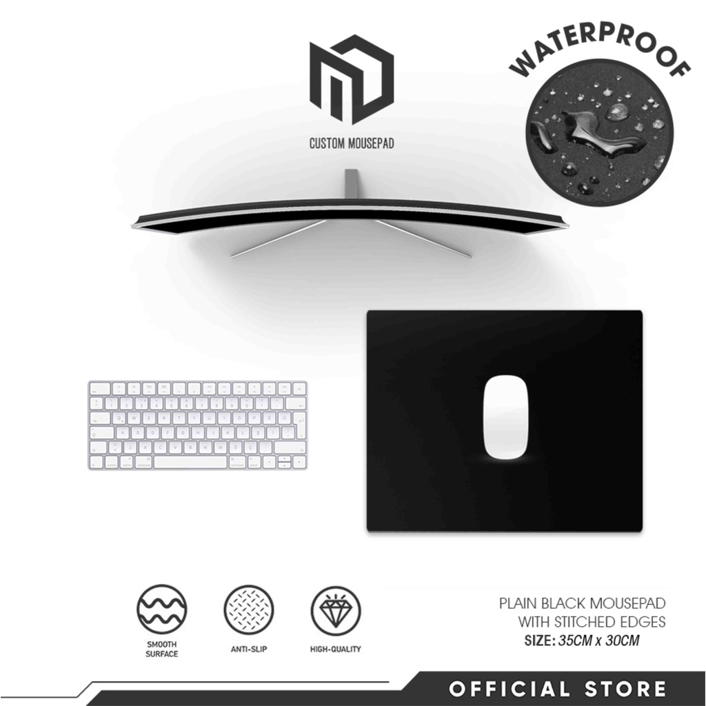 MD Mousepad BLACK 300x350mm Black Large Gaming Mousepad Extended