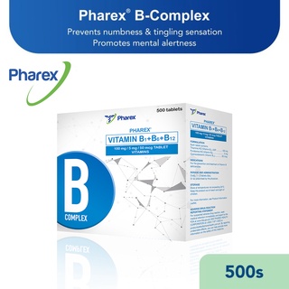 Pharex B-Complex Vitamin B1+B6+B12 100mg/5mg/50mcg 500 Tablets (Nerve ...