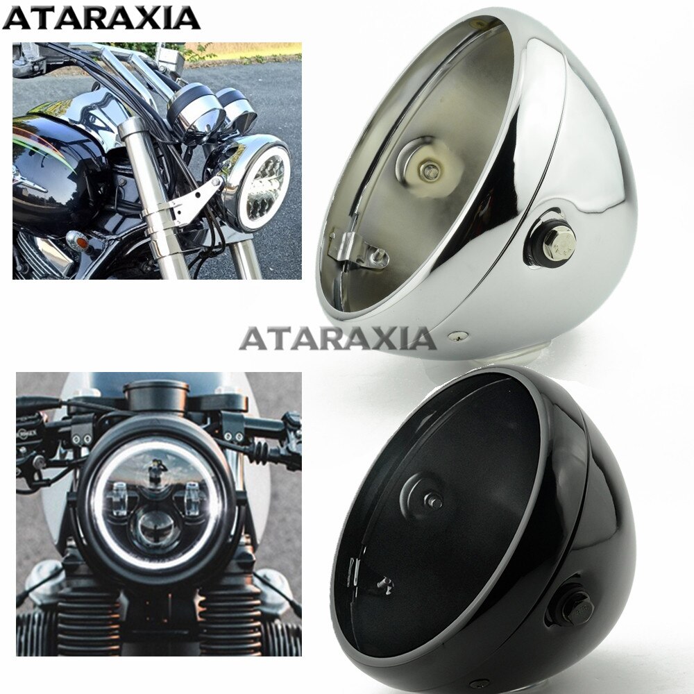 Motorcycle 7 Inch Light Shell Vintage Headlight Mounting Bucket Running ...