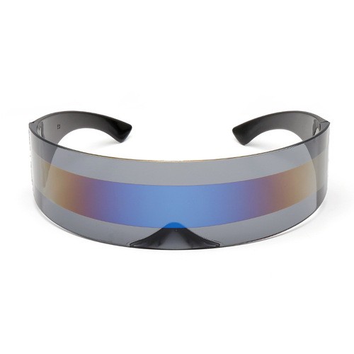 Uv400 Futuristic Cyclops Monoblock Shield Mirrored Sunglasses Ladies Mens Wrap Sunglasses One 