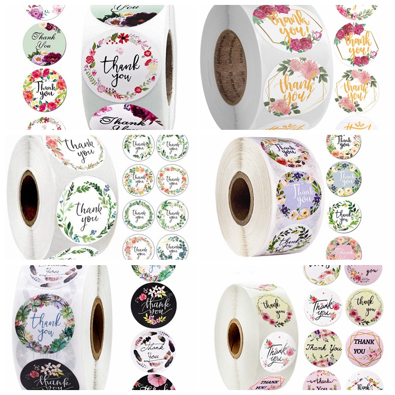 500pcs/roll Thank You Sticker Seal Label Scrapbook Round Circle ...