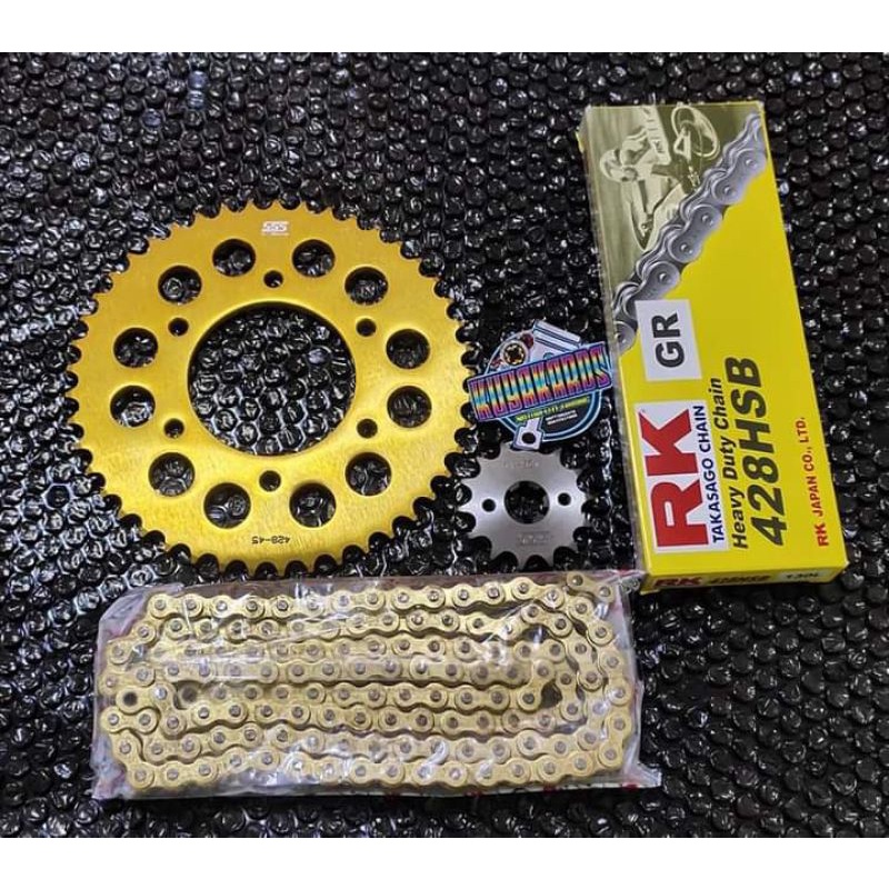 SSS ALLOY CHAIN SET WITH RK CHAIN 14T/43-44-45 428 130L | Shopee ...