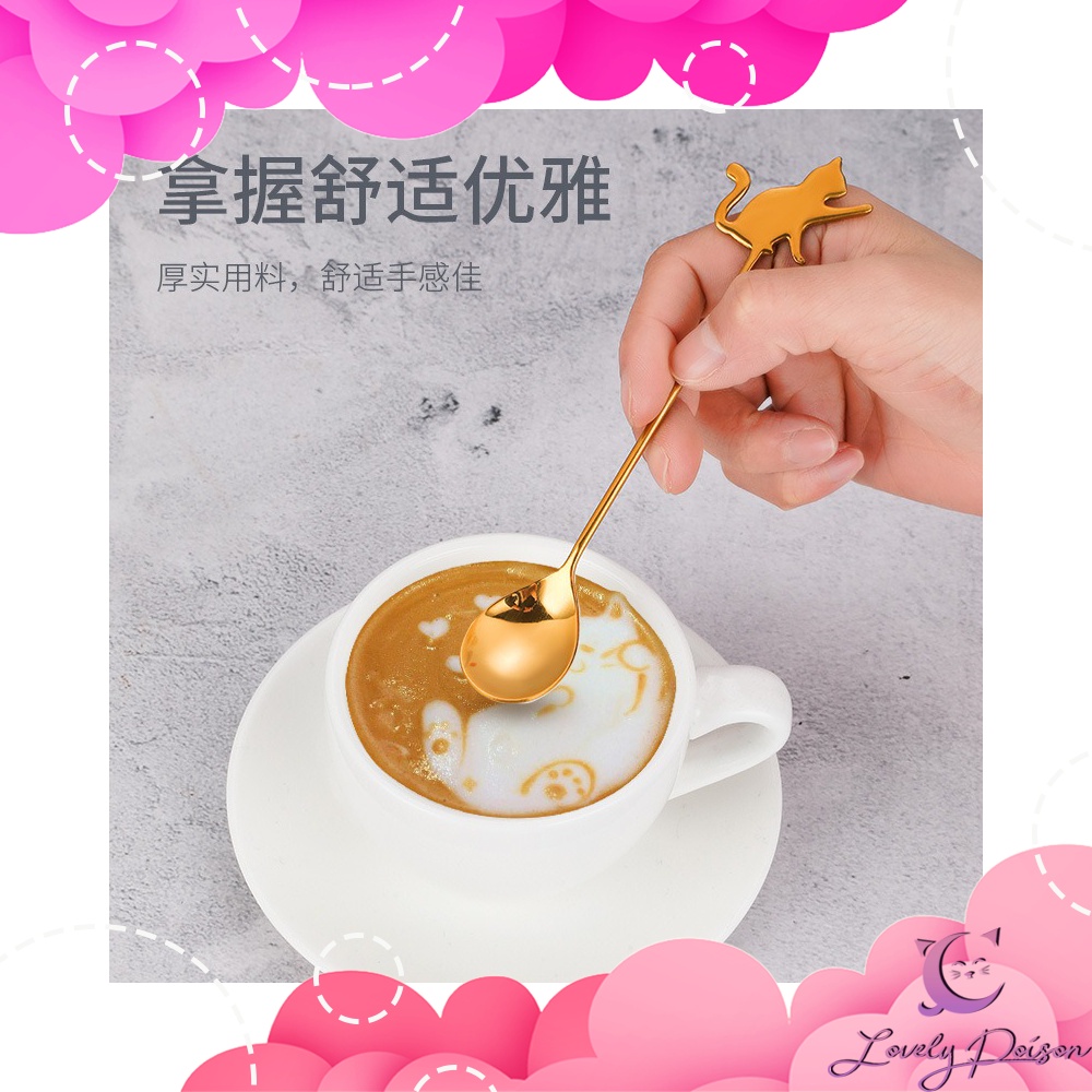 Lovely Poison Cute Cat Fish Korean Tea Coffee Spoon Dessert Stainless ...