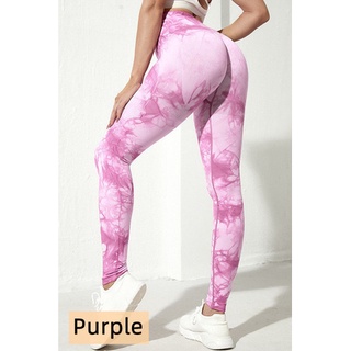 Thinkture Women Fashion Yoga Fitness Pants Tie Dye High Waist Abdomen  Control Seamless Leggings Peach Hips Push Up Gym Sport Yoga Pants Workout