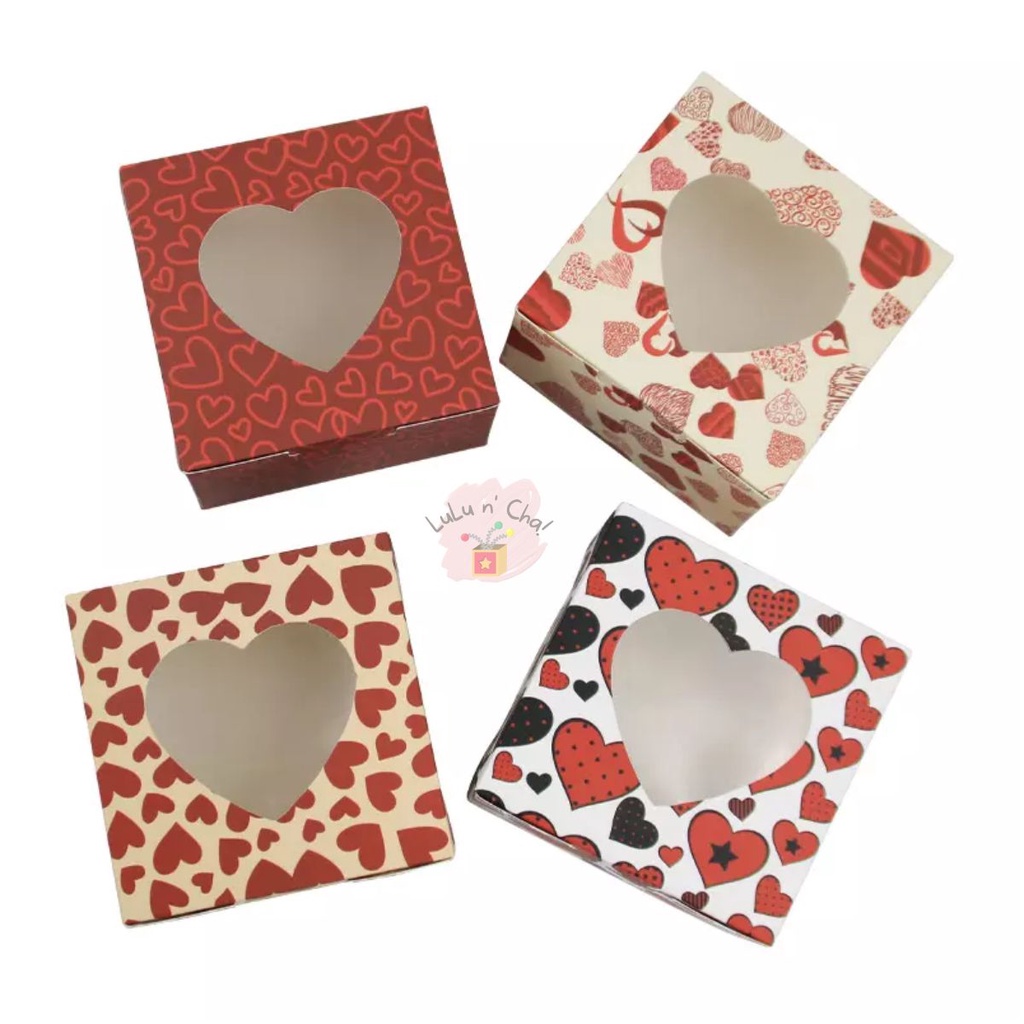 (4pcs) Cute Cupcake Box with Transparent Heart Shape on the top ...