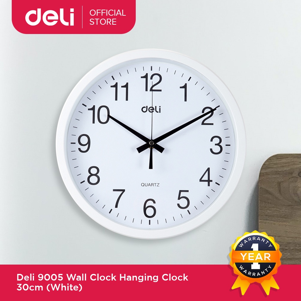 Deli 9005 Wall Clock Big Size Hanging Clock Decorative Living Room 30cm Shopee Philippines