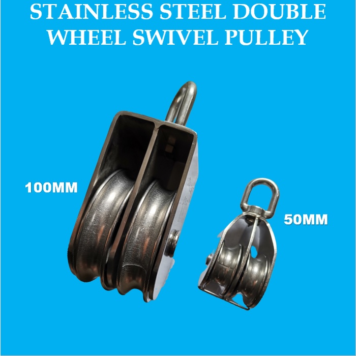 Toyu Stainless Steel Double Wheel Swivel Pulley Gr.304 M50-M100 Hanging ...