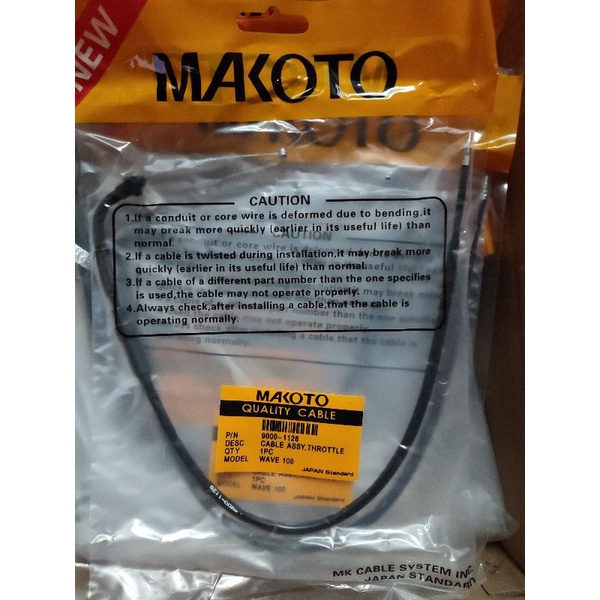 Makoto Throttle Cable W100 / Wave 100 Shopee Philippines