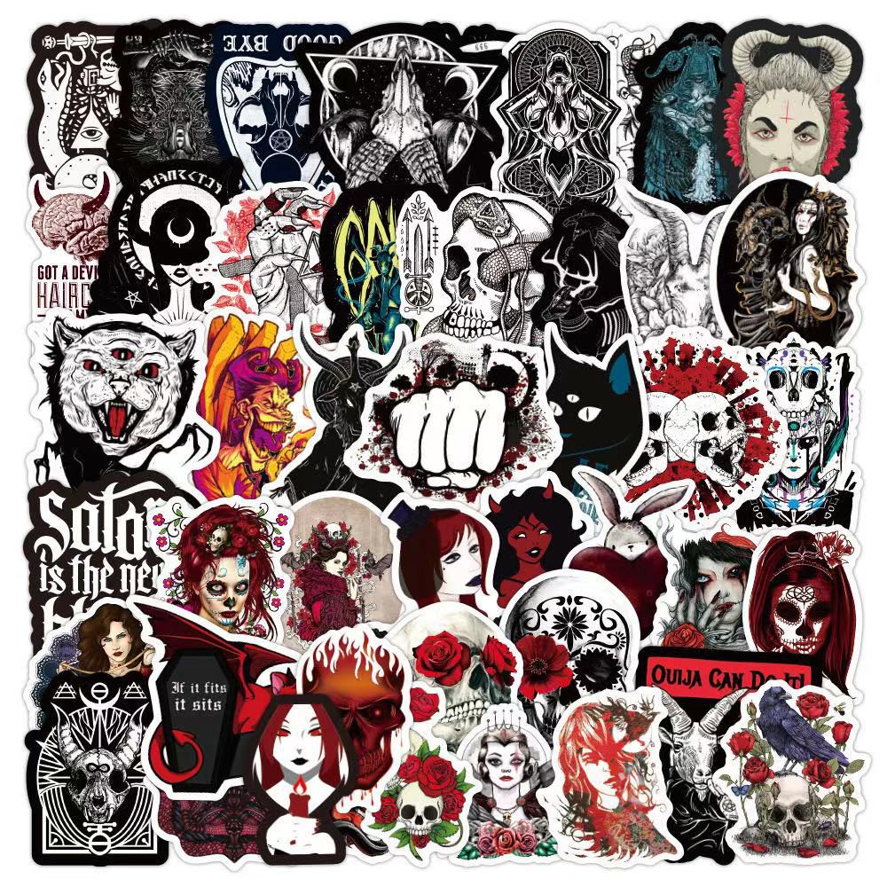 xs364-100 pcs Goth Gothic Demon Dark Red Series Graffiti Waterproof ...