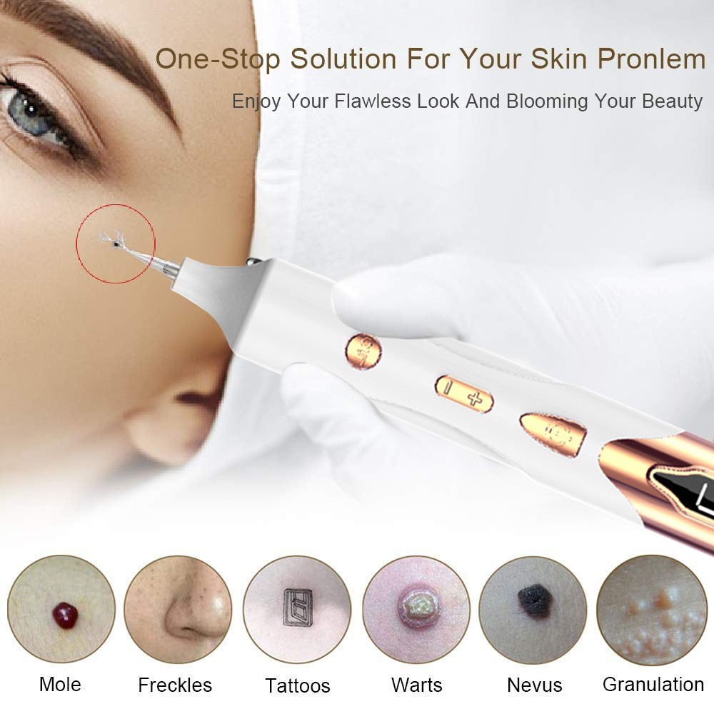 Warts Mole Spot Mole Removal Cautery Pen LCD Laser Plasma Pen Black Tattoo Facial Freckles