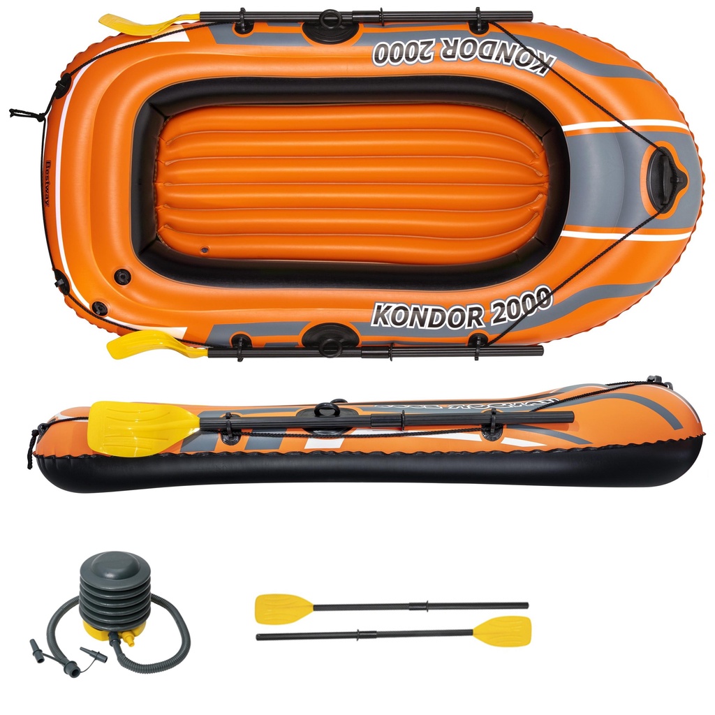 Bestway Kondor 2000 2 person inflatable boat SET 61062 COMPLETE ...
