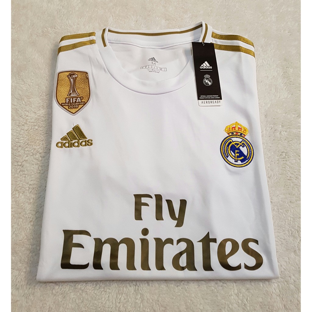 COD FOOTBALL JERSEY Soccer, Real Madrid Home Jersey, Fly Emirates Jersey, Soccer  Shirt, White-Gold