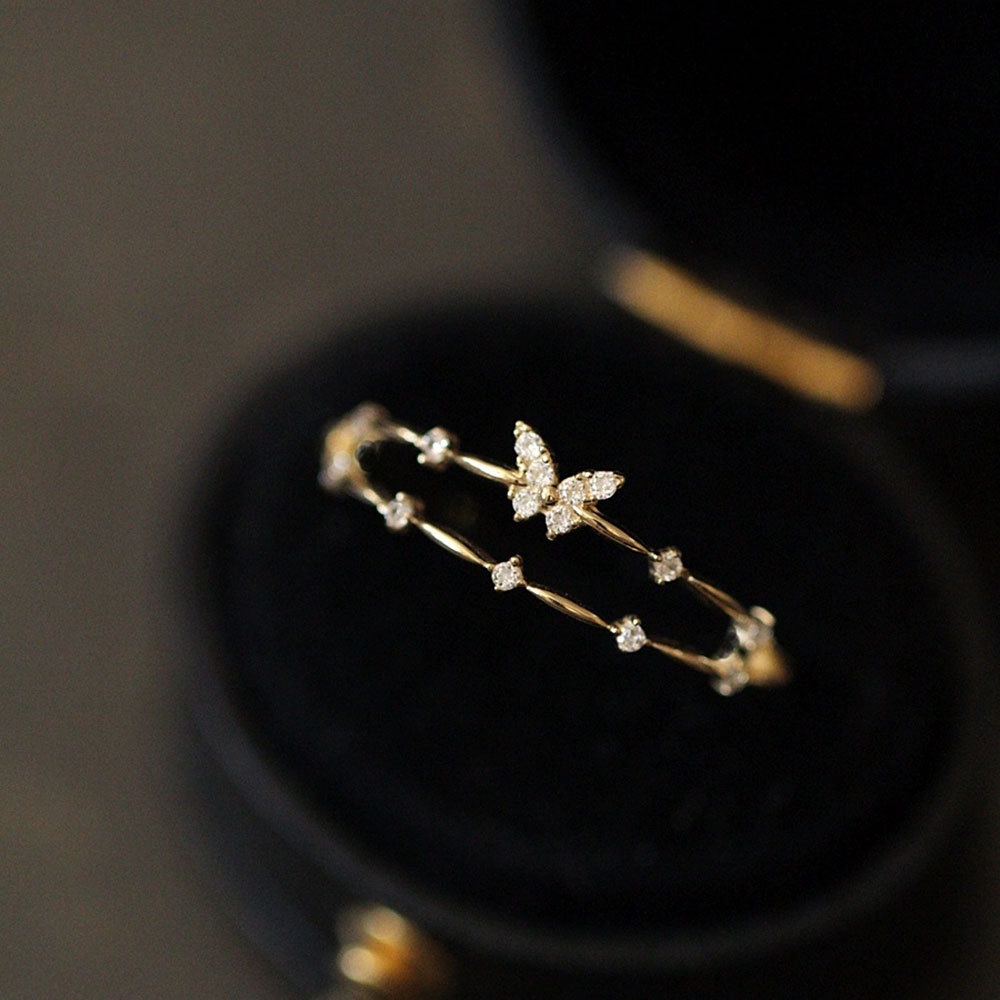 ♱ Vintage Wing Heart Cross Ring - リング