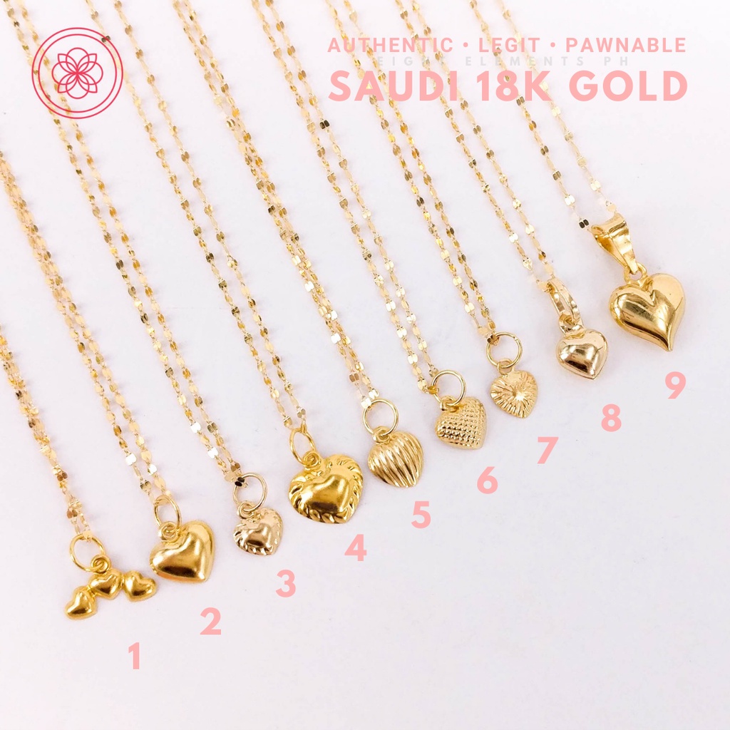 Cod Pawnable K Necklace Legit Original Pure Saudi Gold Heart Necklace Shopee Philippines