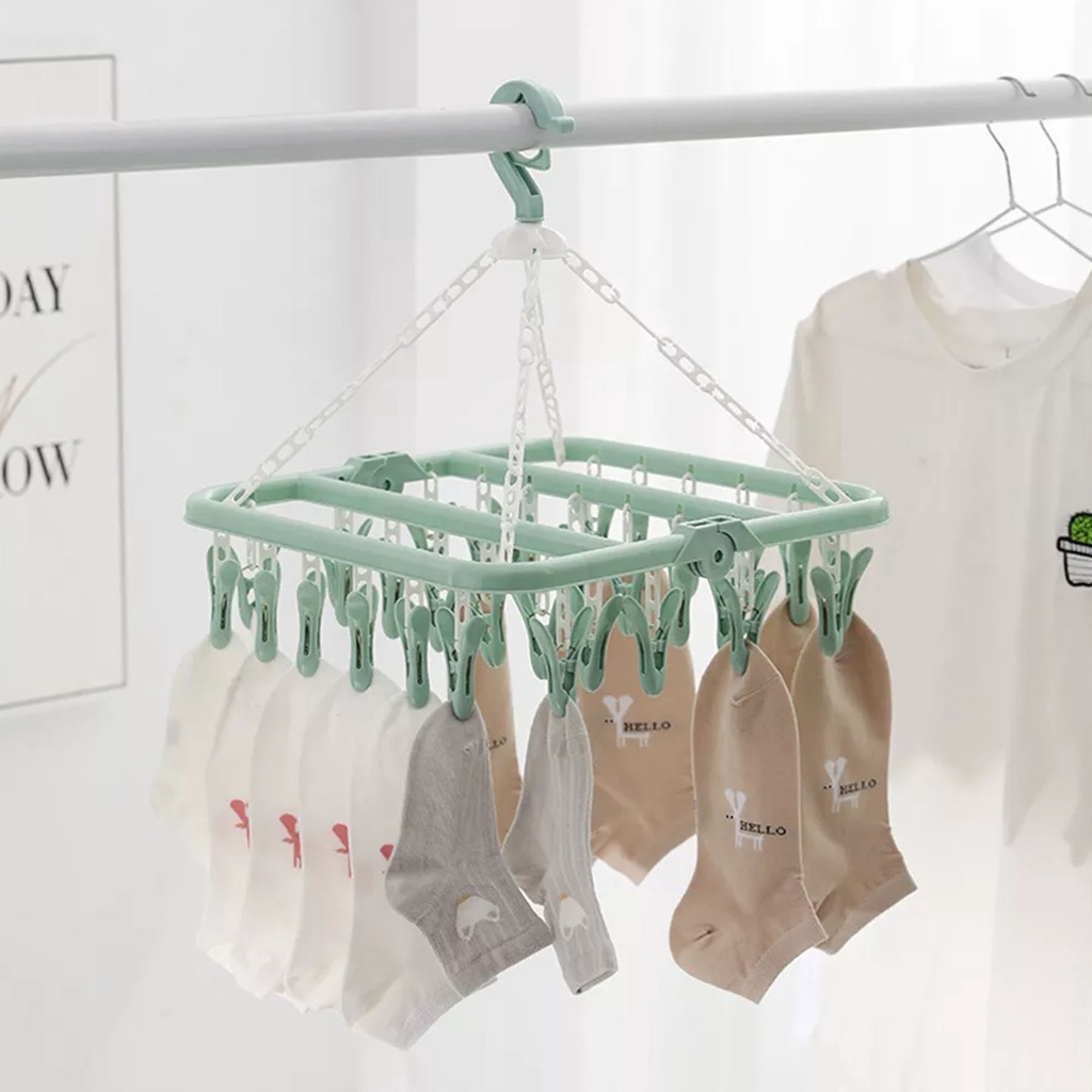 32 Pcs Clips Clothes Socks Drying Rack Clips Hanger For Socks And