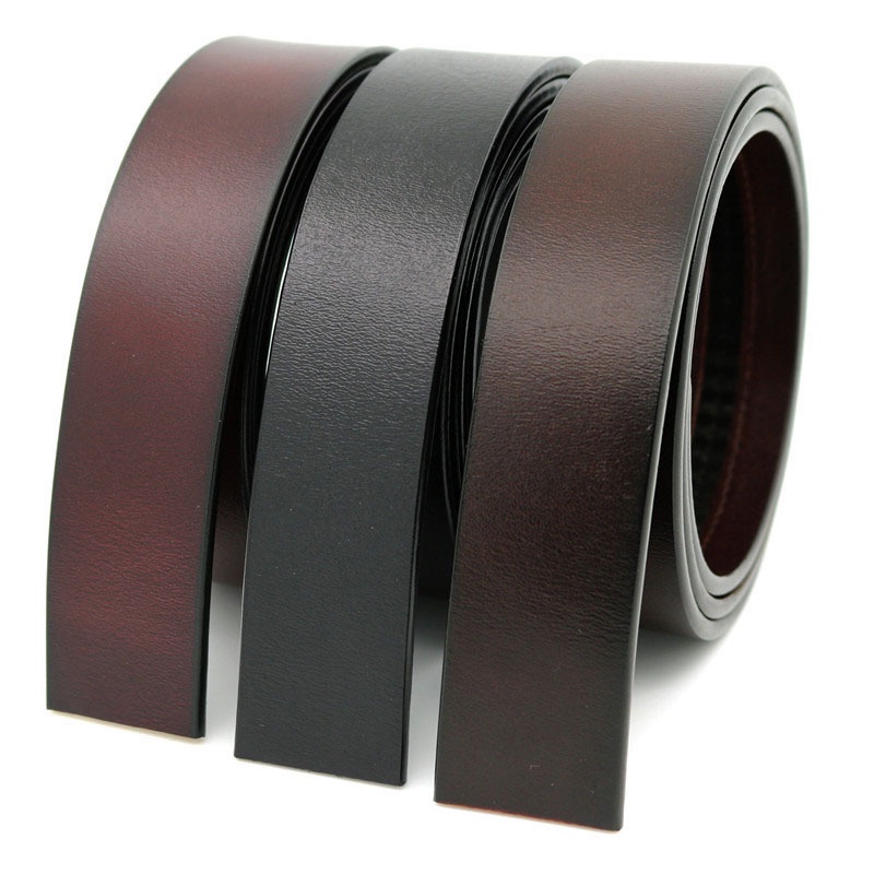 Men's Cow Leather No Buckle 3.5cm Wide Real Genuine Leather Belt ...