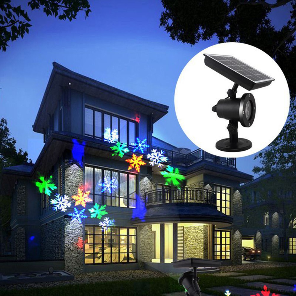 Solar powered LED Laser Projector Moving Snowflake Disco Light