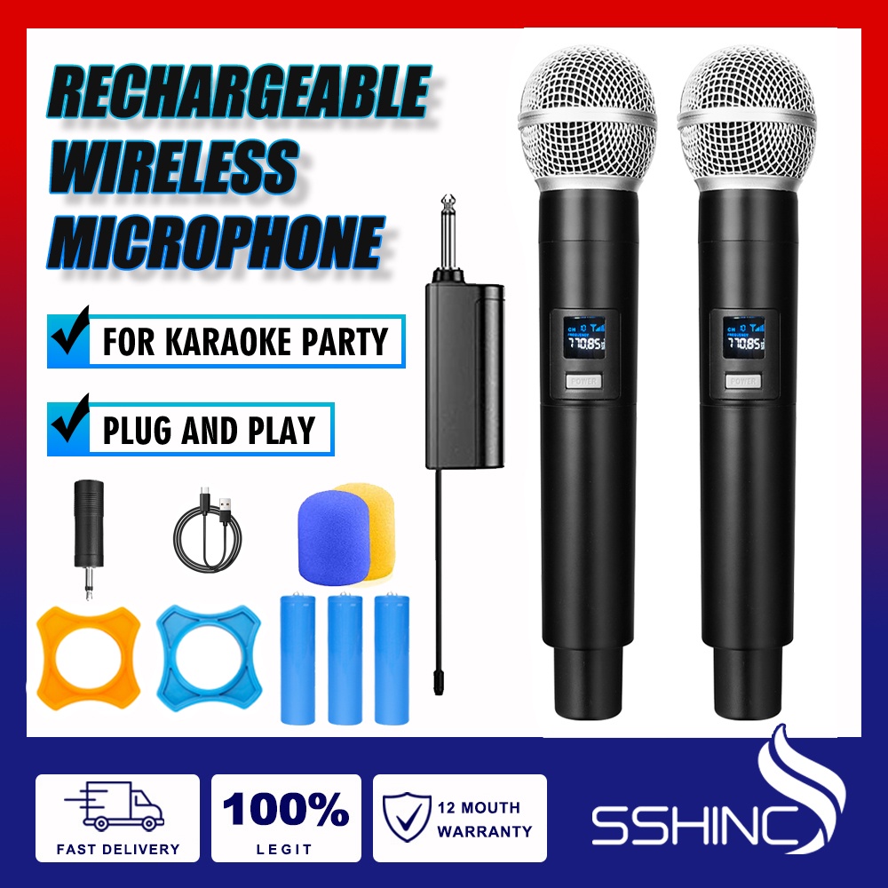 SM58 Rechargeable Karaoke Wireless Microphone UHF Recording Karaoke Mic