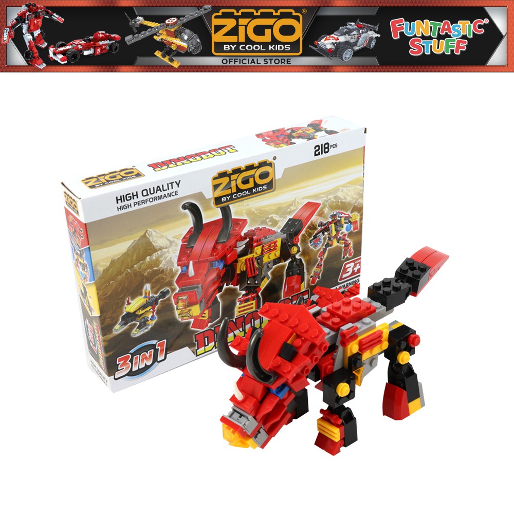 ZIGO Red Dinobot Building Blocks ,Toys for Kids, Dinosaur Blocks(218 ...