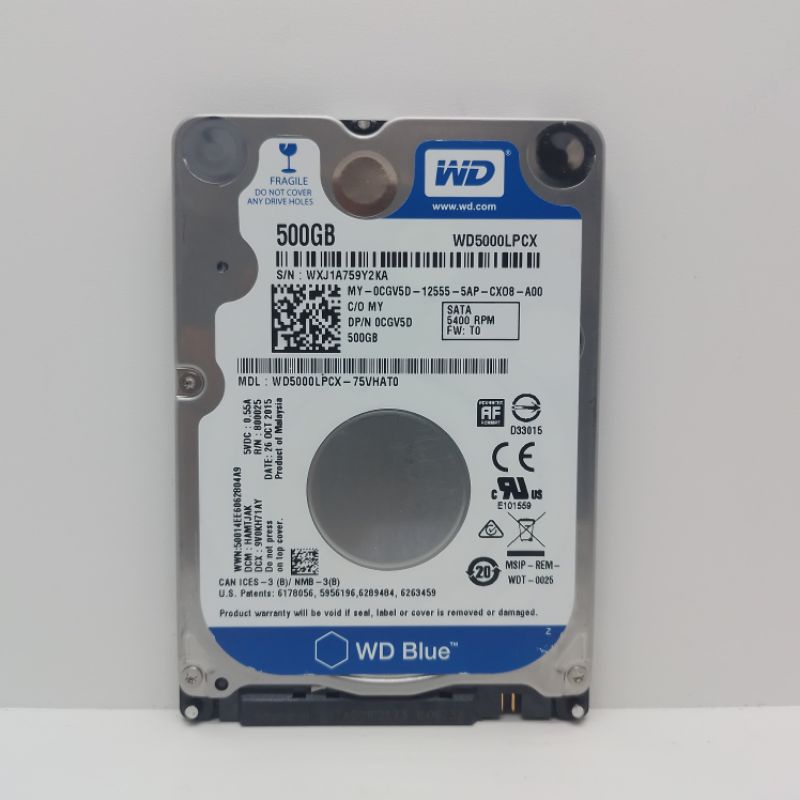 New WD BLUE SATA SLIM 2.5" Hard Drive 500GB 0 Days. Hdd 500GB FOR