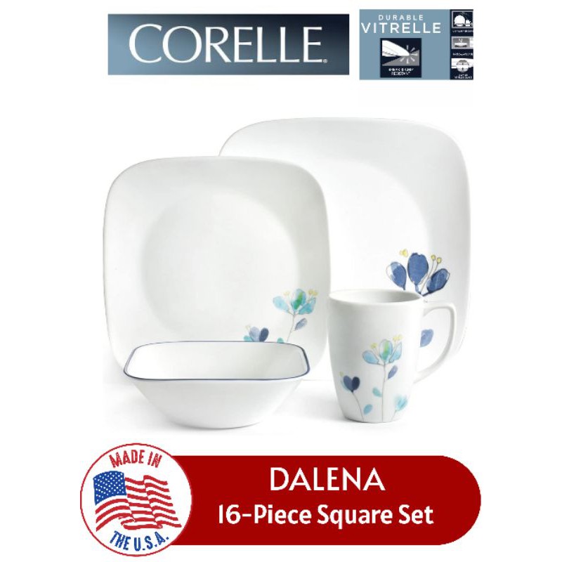 Corelle 16Piece Square Dinnerware Set Made in USA Dalena Shopee