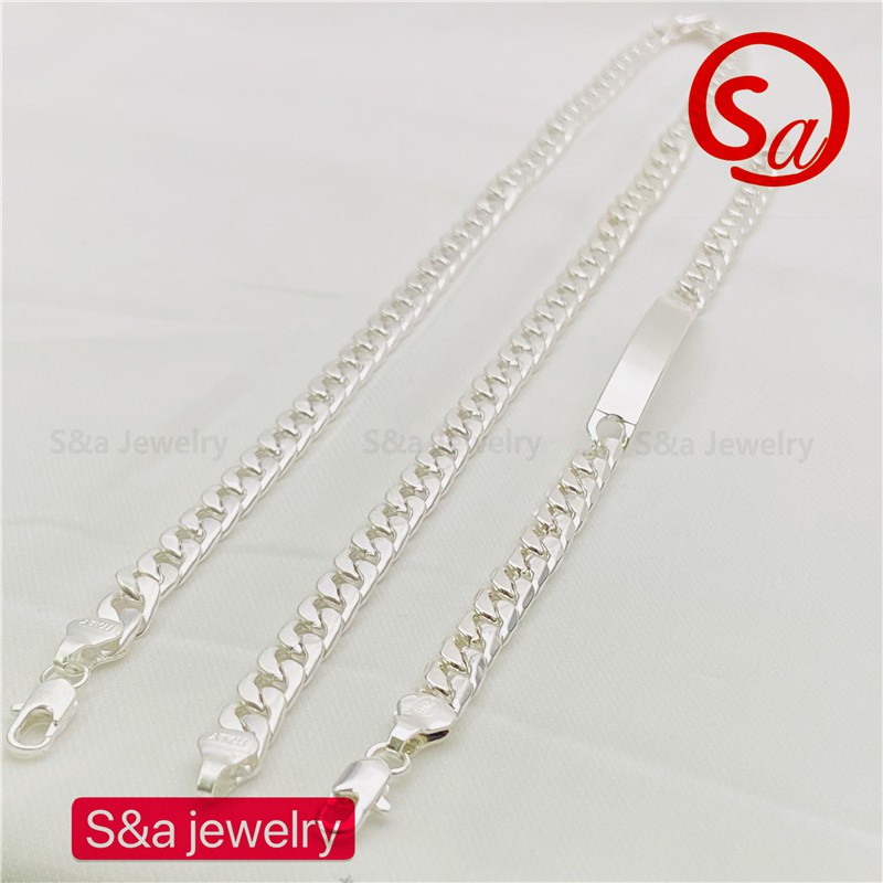 925 Silver 2in1 Necklace Bracelets set for unisex set-189 | Shopee