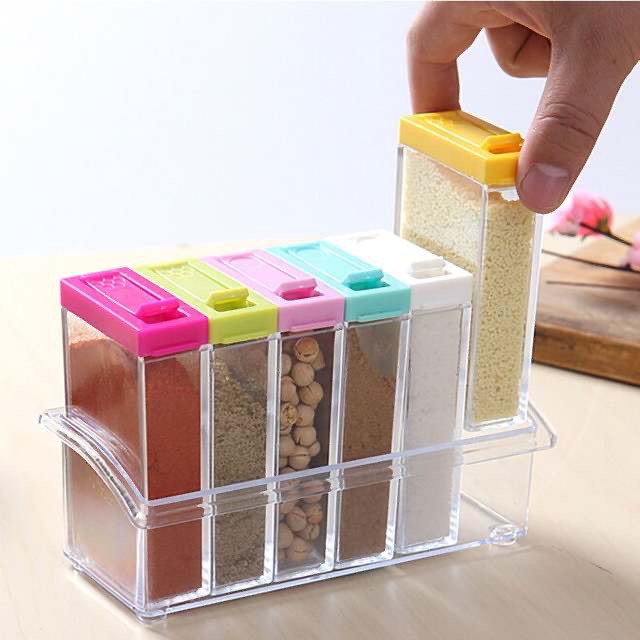 Transparent Crystal Condiments Organizers Seasoning Box Condiments ...