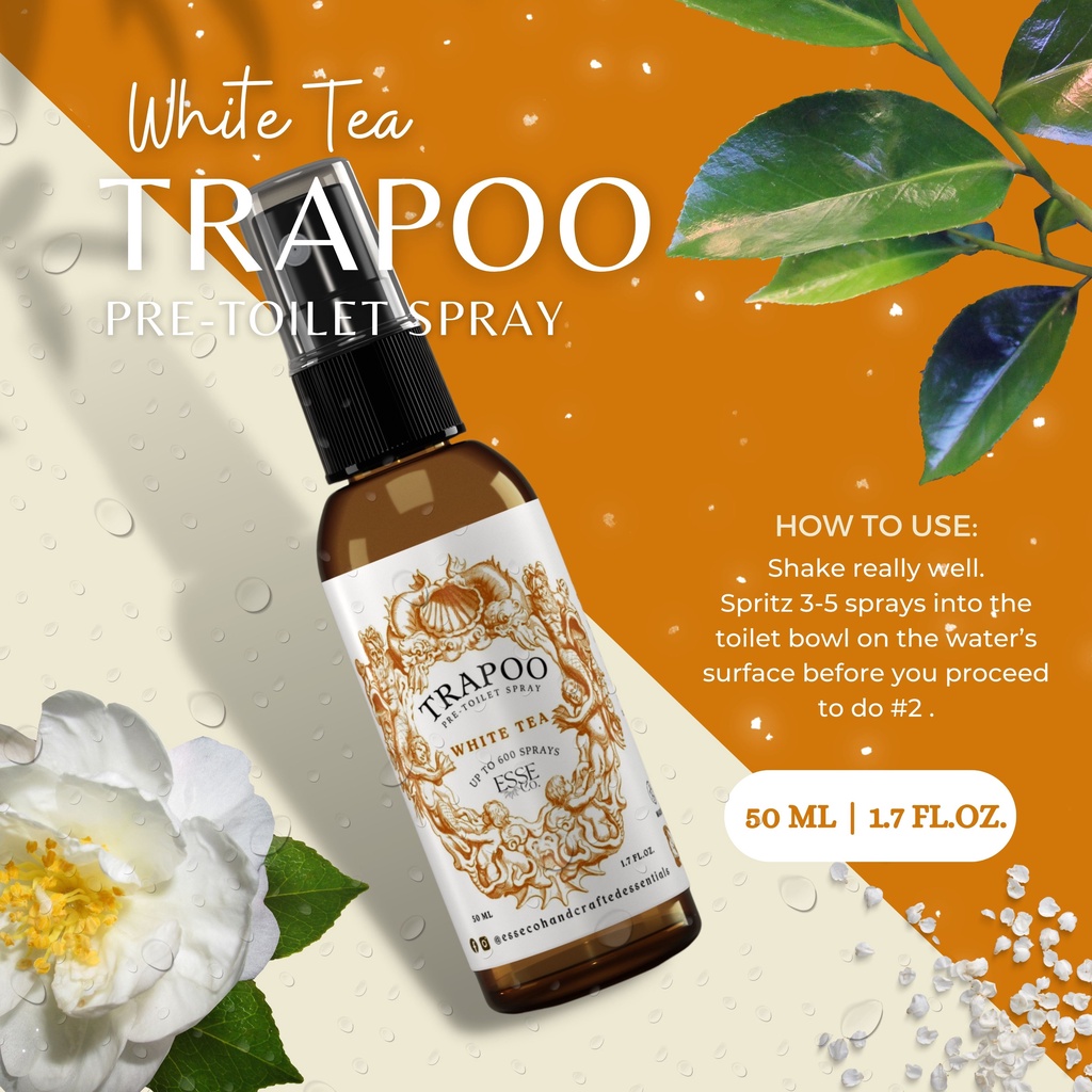 WHITE TEA POOP SPRAY | White Tea Scented TRAPOO Pre-Toilet Spray by ...