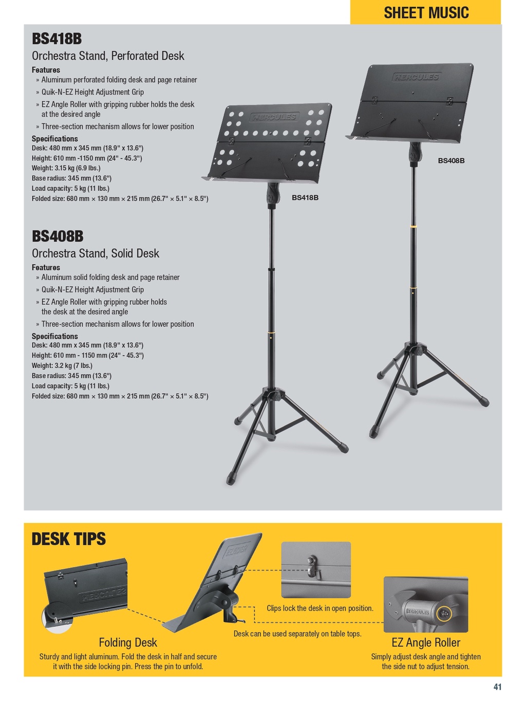 Folding Wood Desk Hercules BS418BPLUS Orchestra 3 Section Stand, Perforated  Desk | Gear4music Music Stands