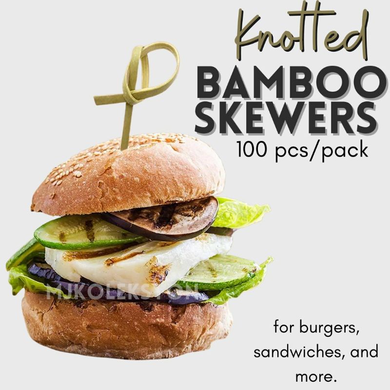 Bamboo Green Knotted Knot Skewers best for Burgers | Shopee Philippines