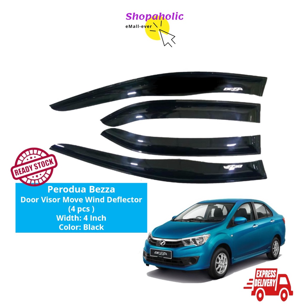 Perodua Bezza Door Visor Move Wind Deflector (4 pcs ) | Shopee Philippines