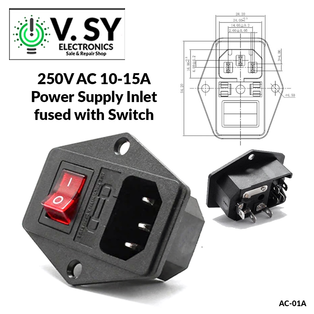 250V AC 10A Power Supply Socket Inlet Female Connector Jack Port IEC320