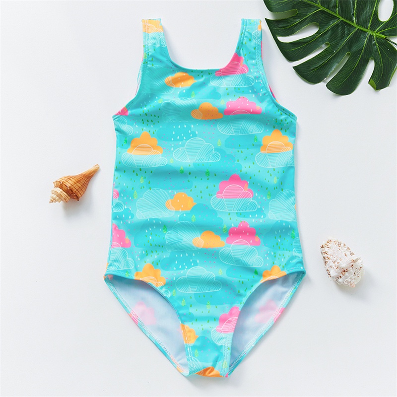 2-9Years Little Girls One Piece Swimwear New 2022 Fashion Cloud Style ...