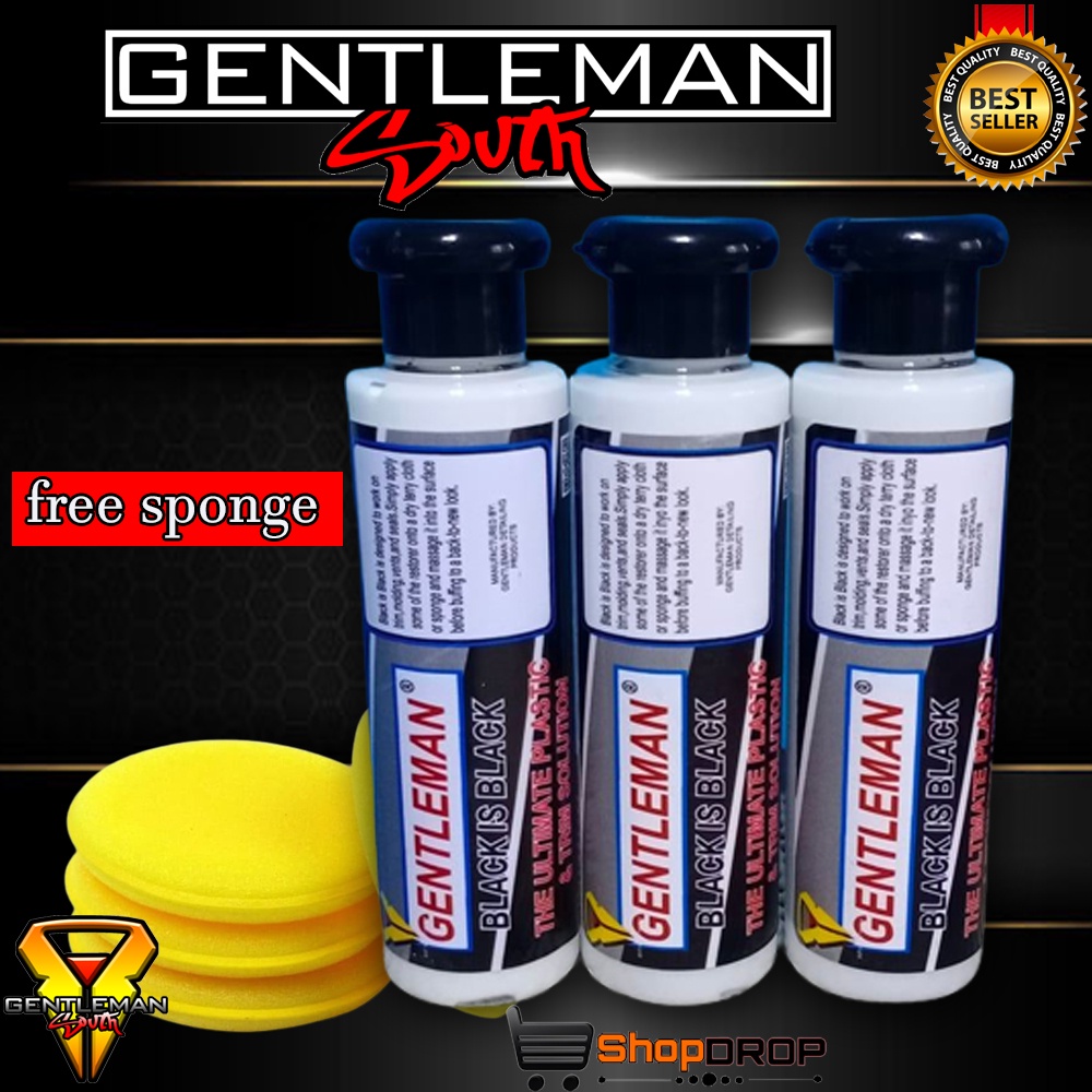 GENTLEMAN BLACK IS BLACK Plastic and Rubber Trim Restorer FREE SPONGE