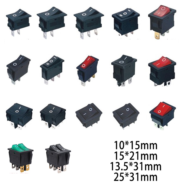 Push Button Rocker Switch 2/3/4/6 Pin Position 250V Snap-in Light On ...