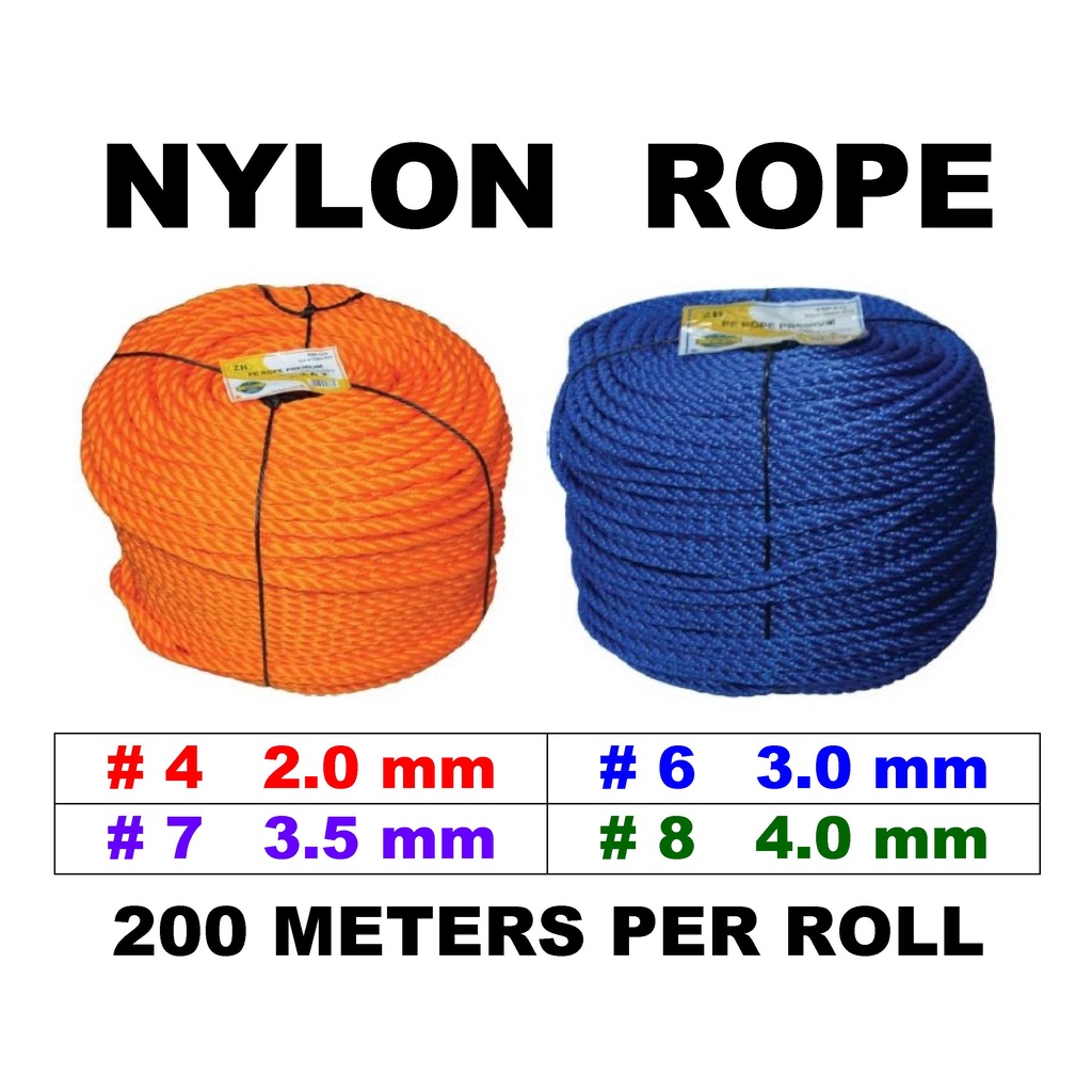 Nylon rope shop sizes