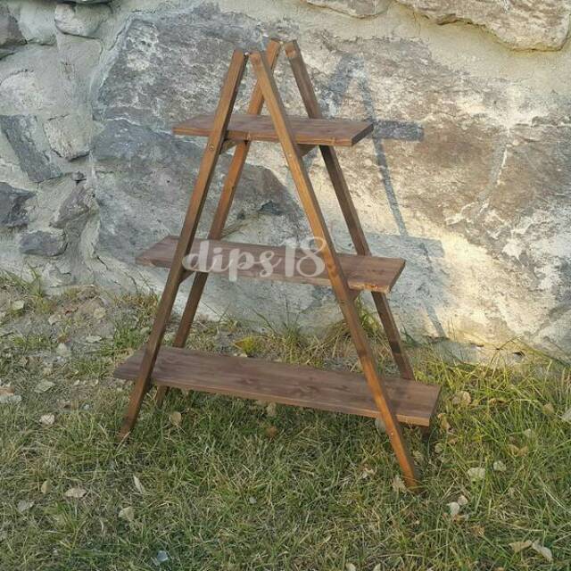 Rustic Large 3-tier wooden ladder rack display rack/ Bazaar rack ...