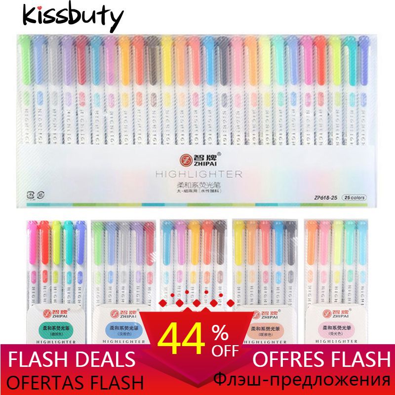25 Colors Double Head Highlighter Pen Mildliner Colors Fluorescent