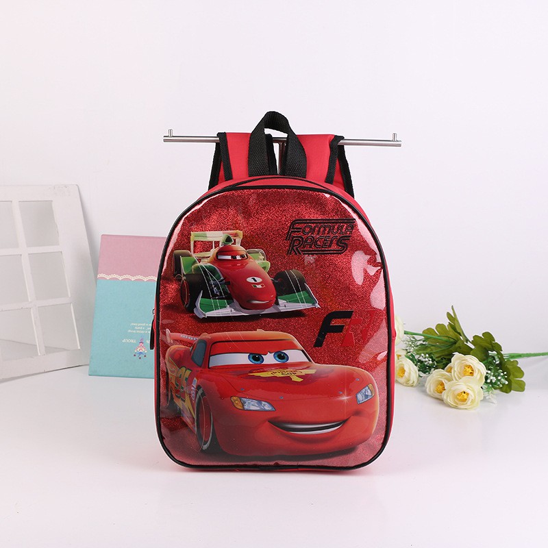 Cartoon Cars Backpack Boys Kids Bags Kindergarten Shiny Bag Shoulderbag ASD839