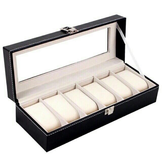 Watch Box 6 Grid Leather Display Jewelry Case Organizer Shopee