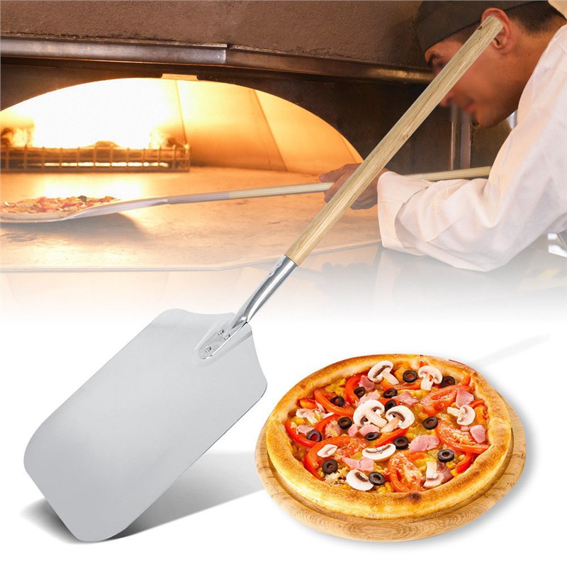 [READY STOCK] Pizza Lifter Oven Peel Turner Aluminum Spatula Tray Wood Pancake Shovel Shopee