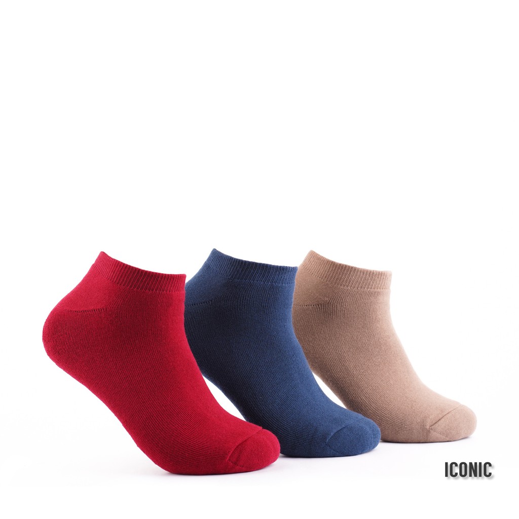 Iconic 3 in 1 Mens Basic Athletic Sports Ankle Socks in Assorted Color ...