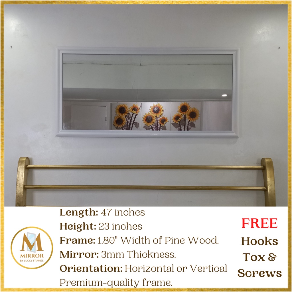 Rectangle Wall Mirror Wood Frame 23 inches x 47 inches Shopee Philippines