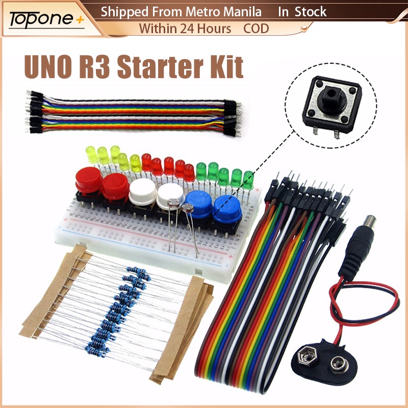 UNO R3 Starter Kit Mini Breadboard LED Jumper Wire Button For Arduino ...